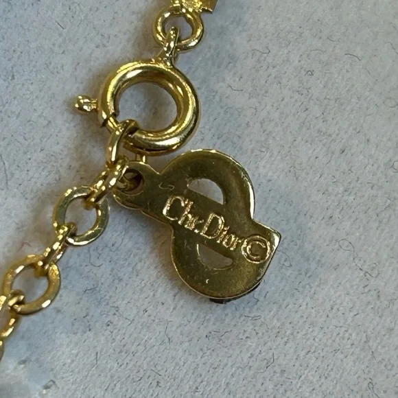 Rare Christian Dior Vintage 22k gold plated w/Swarovski crystals necklace - Picture 4 of 6